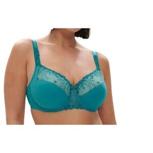 Simone Perele Womens NWT Delice Full Cup Cotton Lined Bra size 32DD/E Atoll Blue